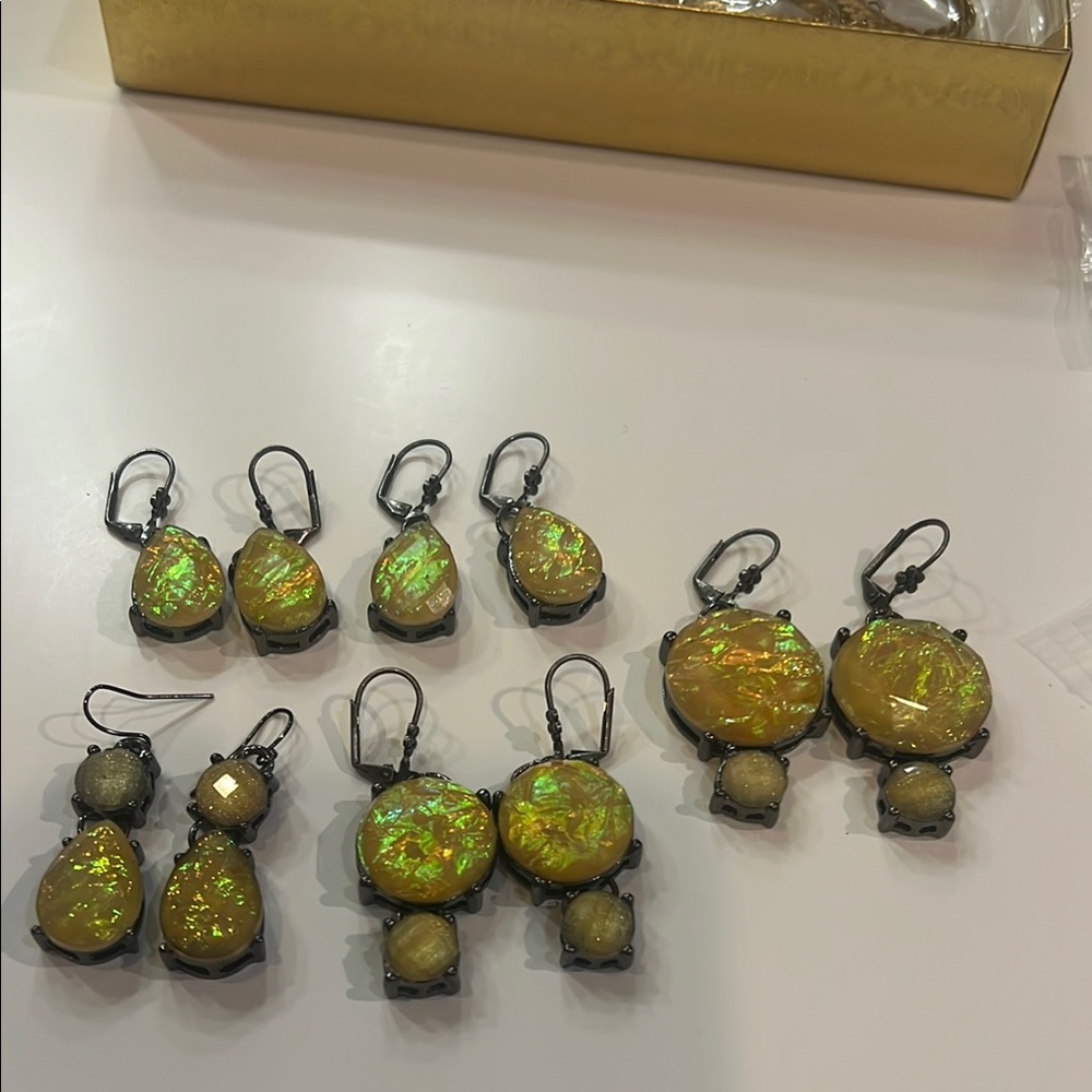 Iridescent Yellow Earrings Set